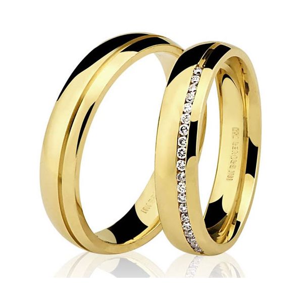 Aliança de Ouro 18k Casamento Brilhantes 13.0g 4.5mm